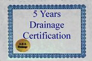 5 Years Drainage Certification 5 Years Drainage Certification