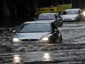 Cars on Flooded Road